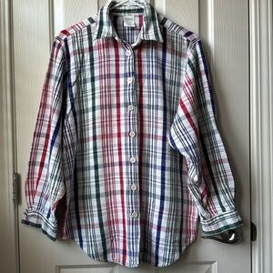 Vintage Old Navy Clothing Co. Plaid Knit Button-Up Flannel Red, Green,Blue,white